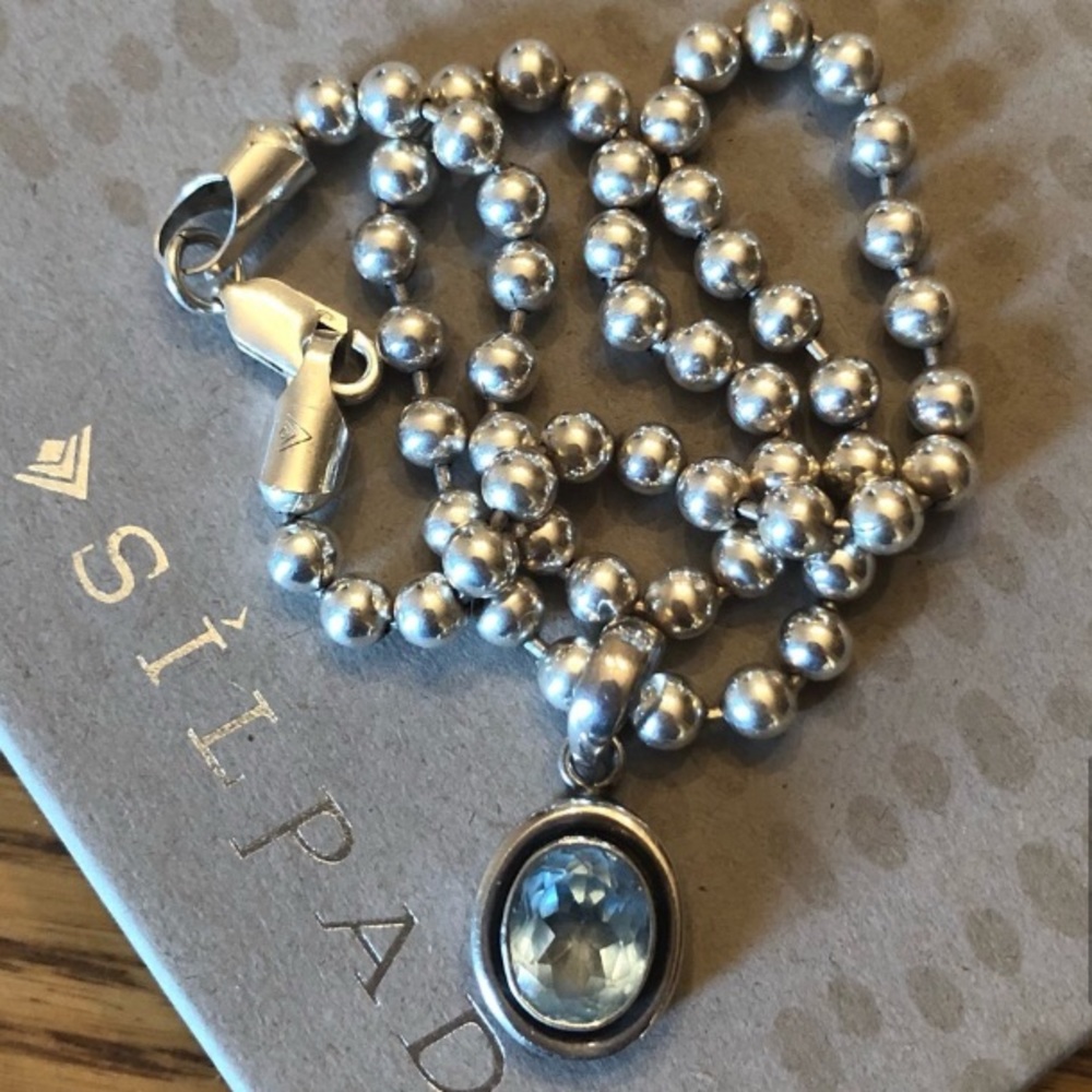 Vintage Silpada Sterling Silver Blue Topaz Pendant Necklace